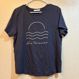 South Parade Les Vacances T Shirt Grey Large Pima Cotton